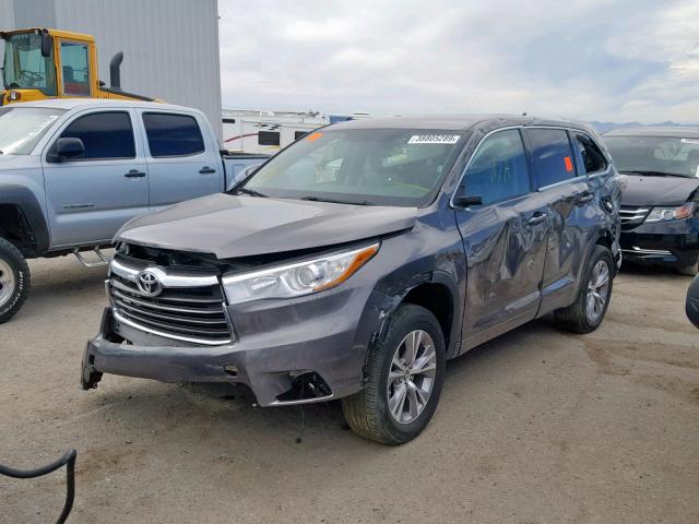 5TDZKRFH0GS148353 - 2016 TOYOTA HIGHLANDER BROWN photo 2