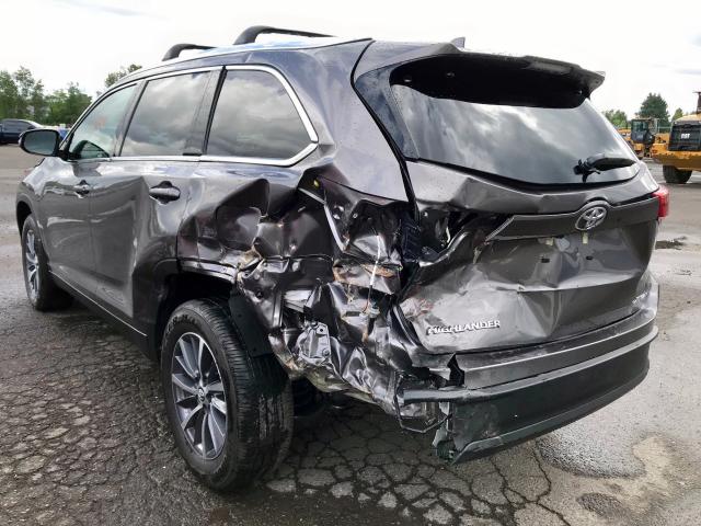 5TDJZRFH3KS921964 - 2019 TOYOTA HIGHLANDER GRAY photo 3