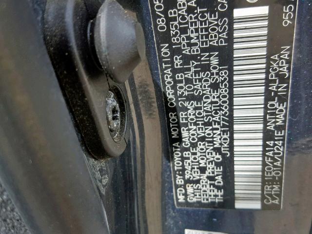 JTKDE177360085381 - 2006 TOYOTA SCION TC GRAY photo 10
