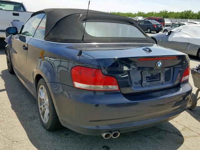 WBAUN13569VH81316 - 2009 BMW 128 I BLUE photo 3