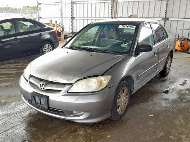 1HGES16335L016658 - 2005 HONDA CIVIC DX V GRAY photo 2