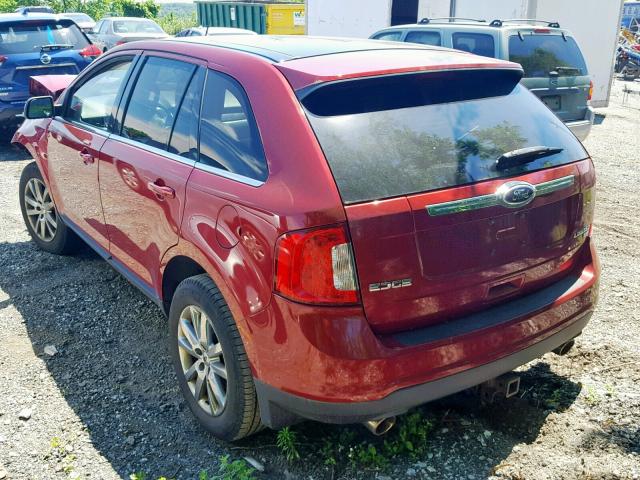 2FMDK4KC8DBA63020 - 2013 FORD EDGE LIMIT RED photo 3