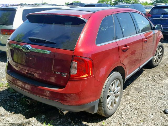 2FMDK4KC8DBA63020 - 2013 FORD EDGE LIMIT RED photo 4