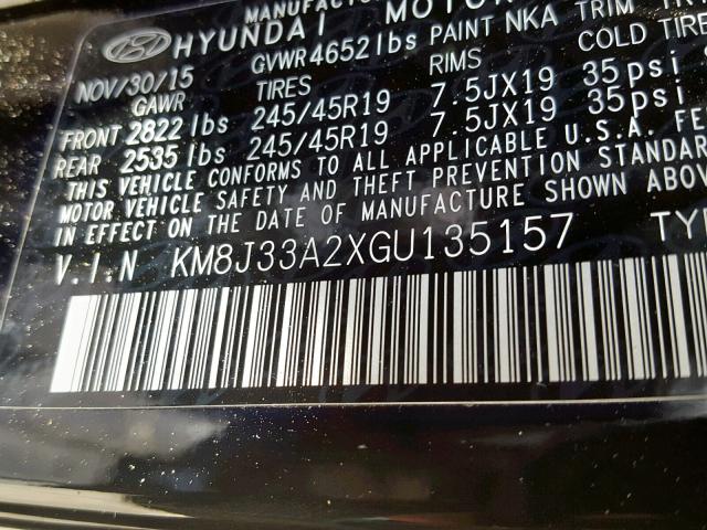 KM8J33A2XGU135157 - 2016 HYUNDAI TUCSON LIM BLACK photo 10