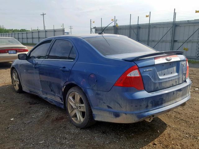 3FAHP0DC9AR298686 - 2010 FORD FUSION SPO BLUE photo 3