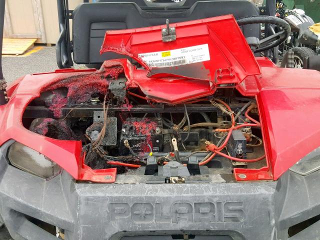 4XAWH76A9A2887591 - 2010 POLARIS RANGER 800 RED photo 7