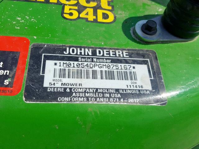 1M01054DPGM075167 - 2017 JOHN DEERE EQUIPMENT GREEN photo 10