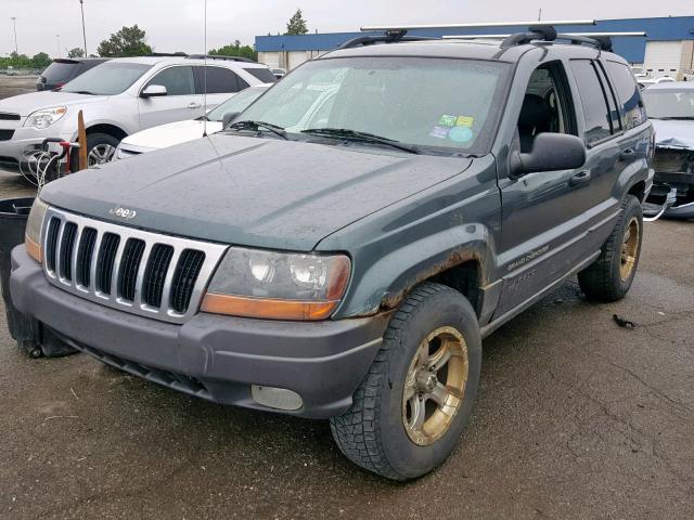 1J4GW48NX2C167790 - 2002 JEEP GRAND CHER GREEN photo 2