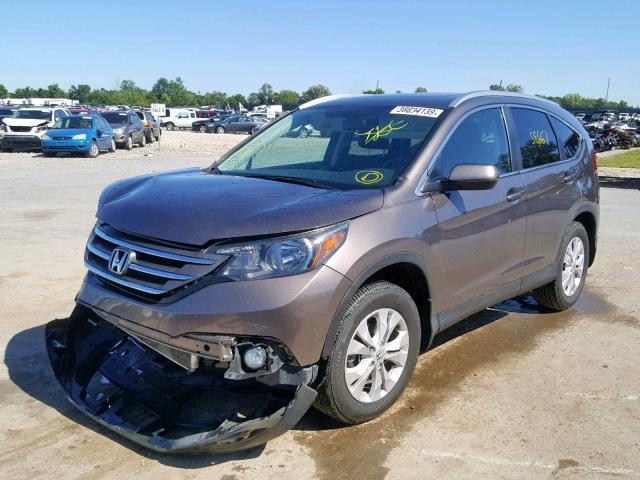 2HKRM4H74EH637441 - 2014 HONDA CR-V EXL BROWN photo 2