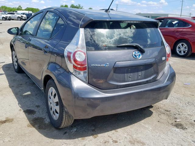 JTDKDTB31D1554900 - 2013 TOYOTA PRIUS C GRAY photo 3