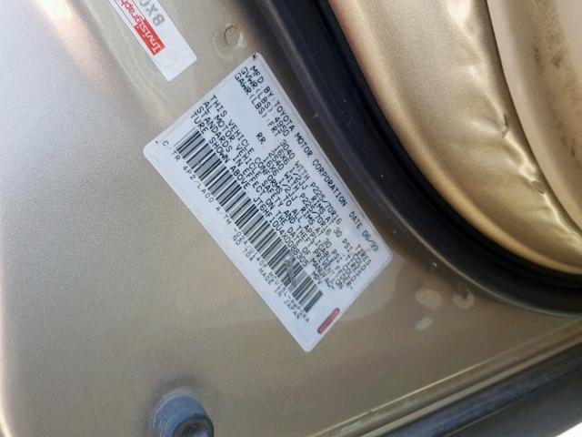 JT6HF10U4X0088305 - 1999 LEXUS RX 300 GOLD photo 10