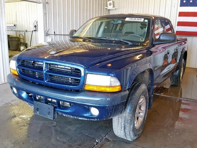 1B7HG38N52S715489 - 2002 DODGE DAKOTA QUA BLUE photo 2