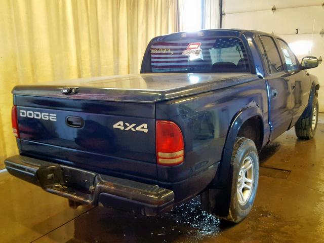 1B7HG38N52S715489 - 2002 DODGE DAKOTA QUA BLUE photo 4