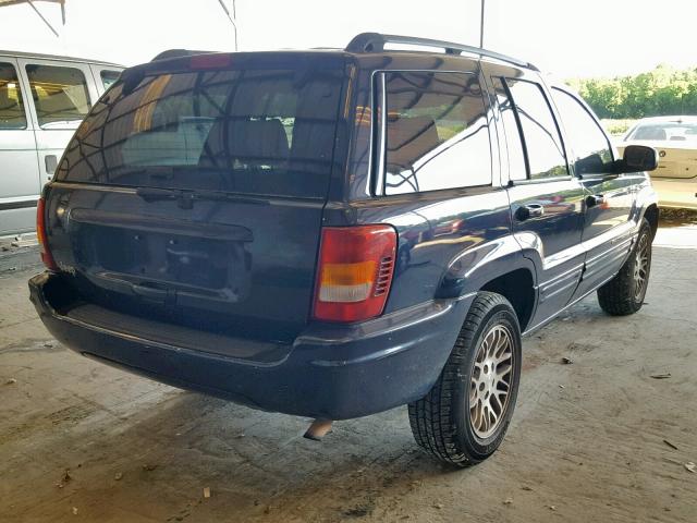 1J4GX58S64C205141 - 2004 JEEP GRAND CHER BLUE photo 4