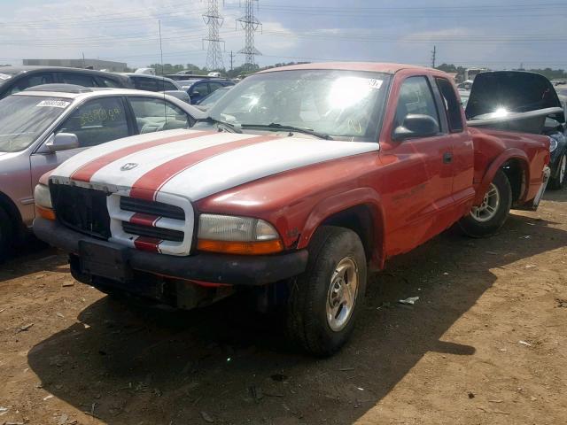 1B7GL22X2XS298903 - 1999 DODGE DAKOTA RED photo 2