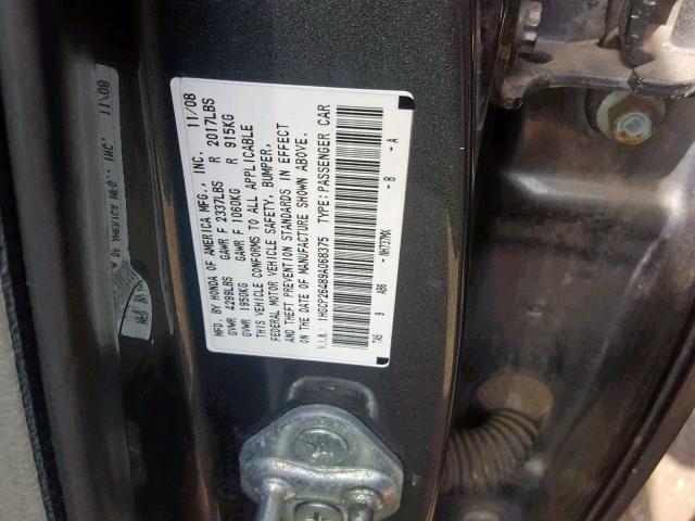 1HGCP26489A068375 - 2009 HONDA ACCORD LXP 灰色 照片 10