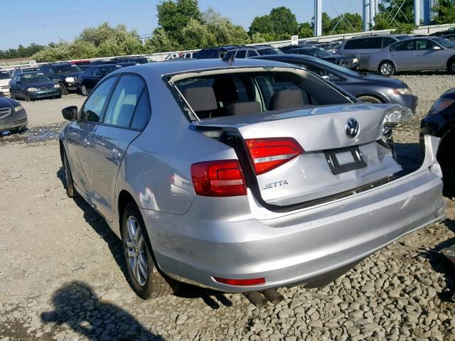 3VW2K7AJ6FM242992 - 2015 VOLKSWAGEN JETTA BASE SILVER photo 3