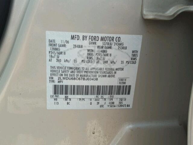 2LMDU68C67BJ03438 - 2007 LINCOLN MKX TAN photo 10