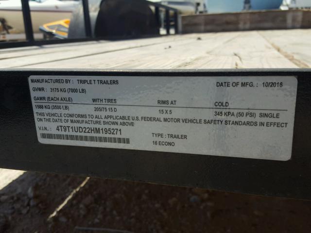 4T9T1UD22HM195271 - 2017 UTILITY TRAILER BLACK photo 10