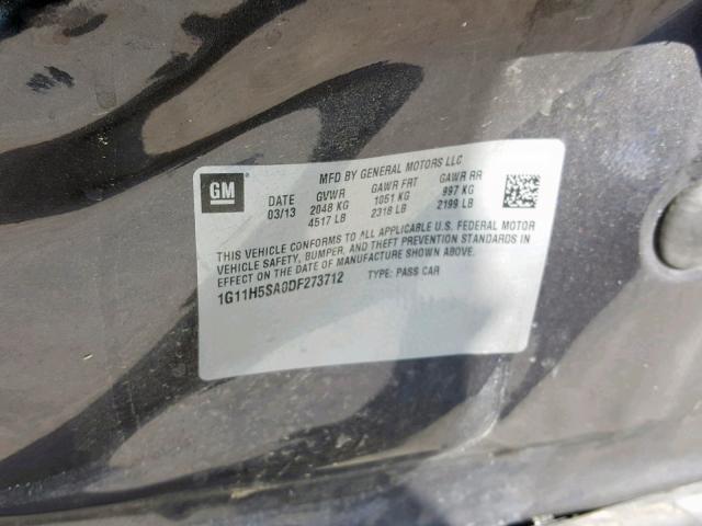 1G11H5SA0DF273712 - 2013 CHEVROLET MALIBU LTZ 灰色 照片 10