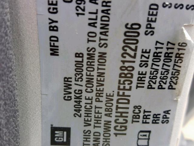 1GCHTDFE5B8122006 - 2011 CHEVROLET COLORADO L SILVER photo 10