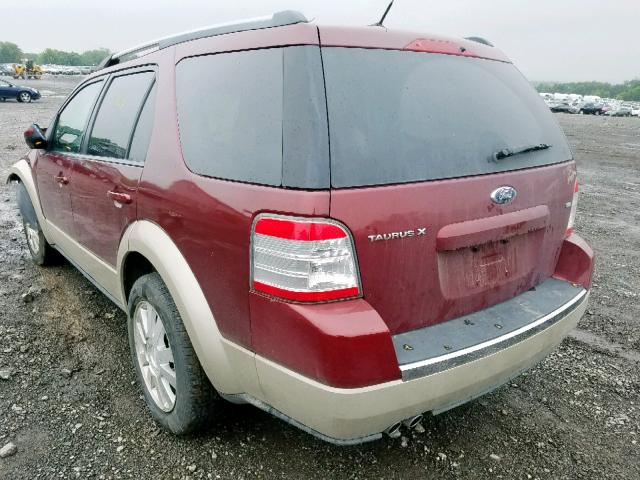 1FMDK08W08GA24558 - 2008 FORD TAURUS X E MAROON photo 3