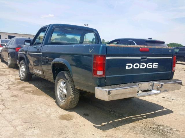 1B7FL26X7RW102455 - 1994 DODGE DAKOTA GREEN photo 3