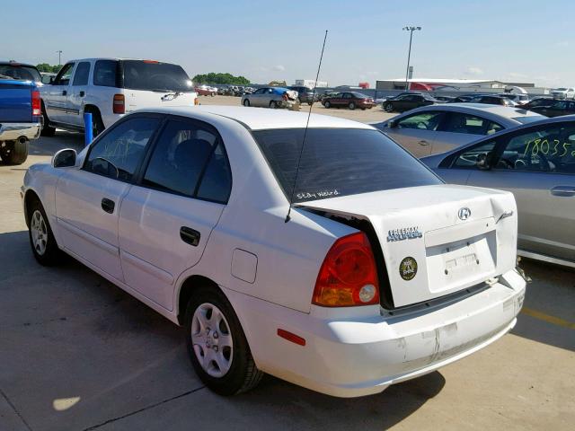 KMHCG45C63U481903 - 2003 HYUNDAI ACCENT GL WHITE photo 3