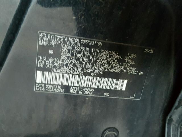 JTLKE50E891084423 - 2009 TOYOTA SCION XB შავი ფოტო 10