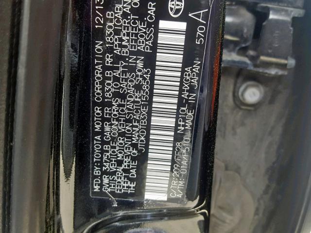 JTDKDTB3XE1558543 - 2014 TOYOTA PRIUS C BLACK photo 10