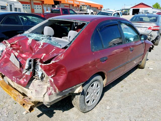 2HGES16345H013832 - 2005 HONDA CIVIC DX V RED photo 4