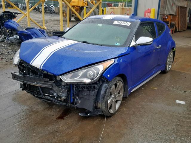 KMHTC6AE9DU172765 - 2013 HYUNDAI VELOSTER T BLUE photo 2