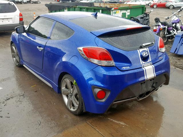 KMHTC6AE9DU172765 - 2013 HYUNDAI VELOSTER T BLUE photo 3