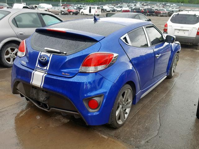 KMHTC6AE9DU172765 - 2013 HYUNDAI VELOSTER T BLUE photo 4