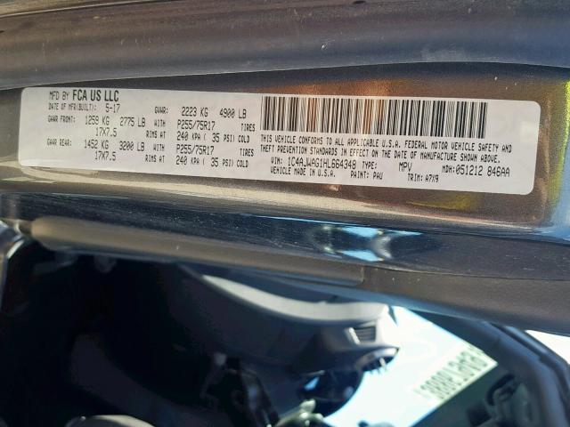 1C4AJWAG1HL664348 - 2017 JEEP WRANGLER S GRAY photo 10