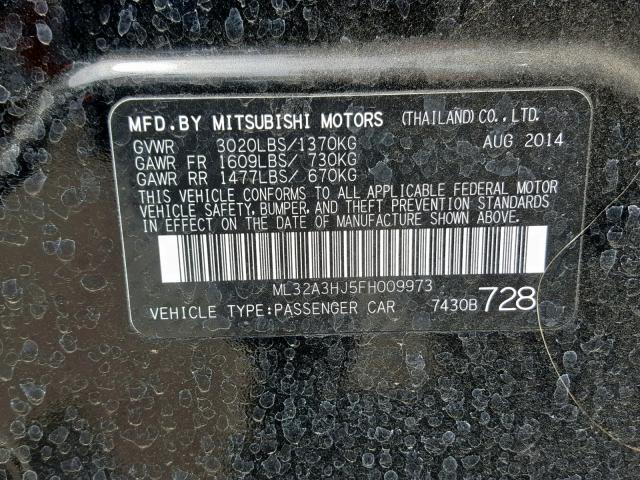 ML32A3HJ5FH009973 - 2015 MITSUBISHI MIRAGE DE BLACK photo 10