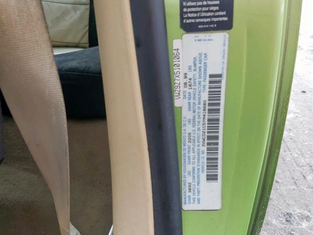 3VWCD21C5YM418680 - 2000 VOLKSWAGEN NEW BEETLE GREEN photo 10