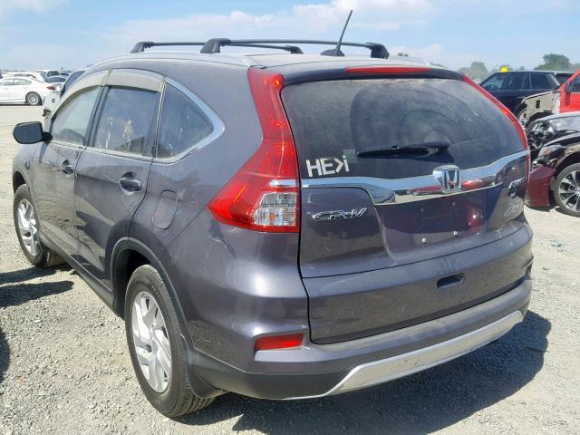 5J6RM4H70FL118913 - 2015 HONDA CR-V EXL GRAY photo 3