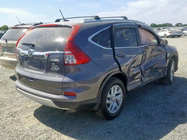 5J6RM4H70FL118913 - 2015 HONDA CR-V EXL GRAY photo 4