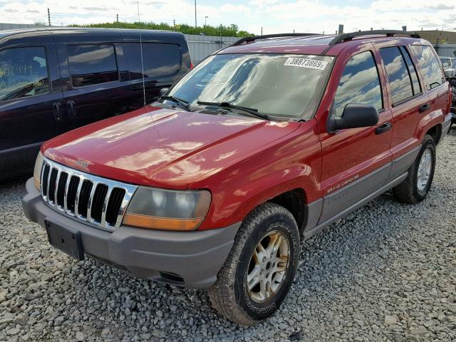 1J4GW48S42C162607 - 2002 JEEP GRAND CHER RED photo 2