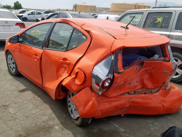 JTDKDTB36D1047877 - 2013 TOYOTA PRIUS C ORANGE photo 3