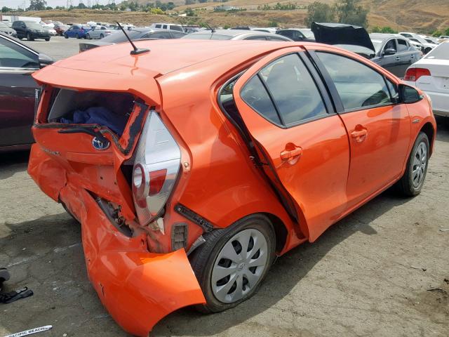 JTDKDTB36D1047877 - 2013 TOYOTA PRIUS C ORANGE photo 4