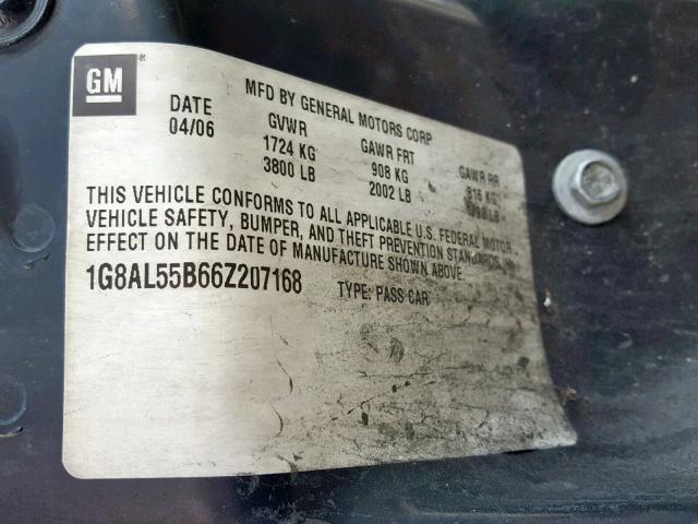 1G8AL55B66Z207168 - 2006 SATURN ION LEVEL WHITE photo 10
