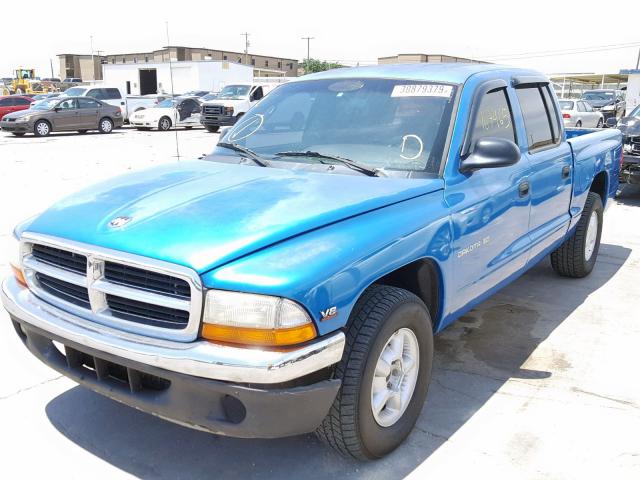 1B7GL2AN2YS742542 - 2000 DODGE DAKOTA QUA BLUE photo 2