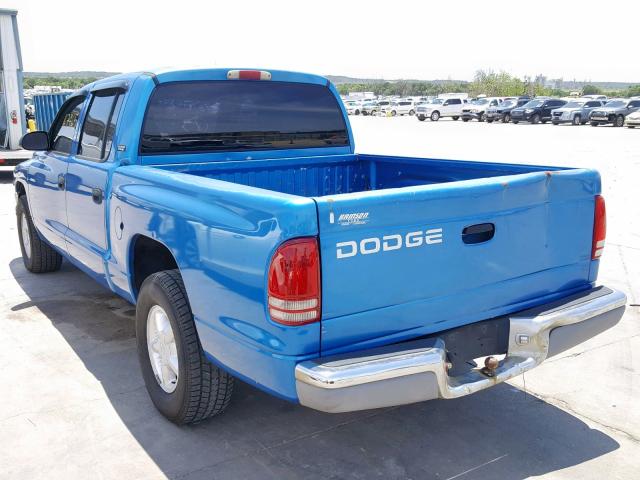 1B7GL2AN2YS742542 - 2000 DODGE DAKOTA QUA BLUE photo 3