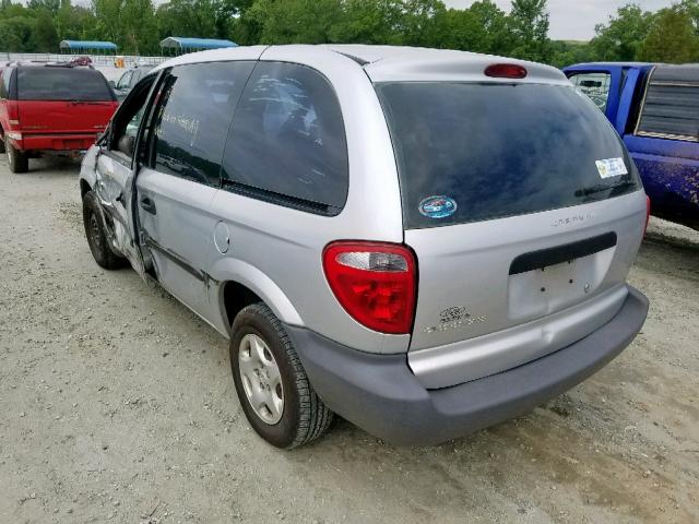 1B4GP25372B695980 - 2002 DODGE CARAVAN SE SILVER photo 3