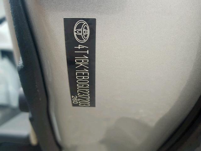 4T1BK1EB0GU237203 - 2016 TOYOTA AVALON XLE GRAY photo 10