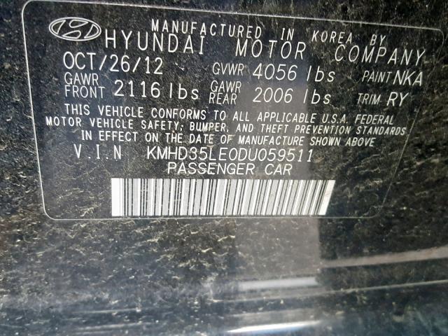 KMHD35LE0DU059511 - 2013 HYUNDAI ELANTRA GT BLACK photo 10