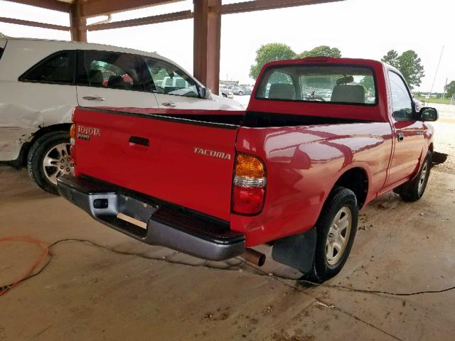 5TENL42N52Z070979 - 2002 TOYOTA TACOMA RED photo 4