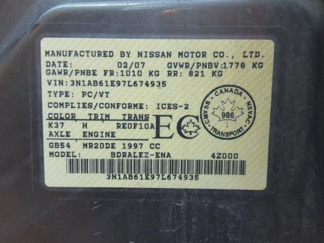 3N1AB61E97L674935 - 2007 NISSAN SENTRA 2.0 BROWN photo 10